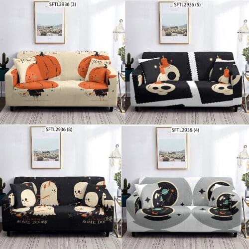 Skeleton Pumpkin Puff seat sofa covers for living room Cushion cover Armchair cover For home Plaid sofa 3-seater couch cover