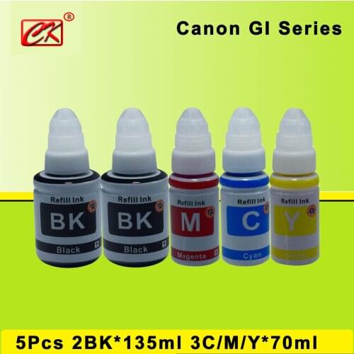 RU CK 5pc 2BK/C/M/Y GI490 GI-490 Dye Bulk Ink Compatible For Canon Pixma G1400 G2400 G3400 G1000 G2000 G3000 Tank Printer Ink