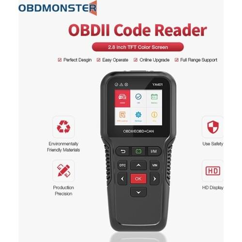 OBD2 Scanner Car Diagnostic Tool YA401 Turn Off Check Engine Light Multilingual Free Update Automotive Fault Code Reader