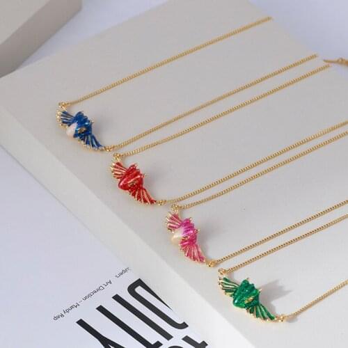 European and American niche design colorful cartoon Dragon Pendant Gold Plated Crystal Necklace clavicle chain little fresh girl