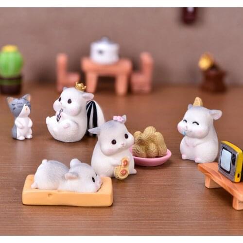 Hamster Figurines Statue Decoration Craft Miniature Model Home Decoration Cute Accessories Desktop Garden Decoration