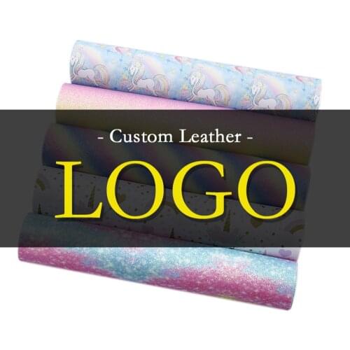 Custom Printed Logo Faux Leather Sheets Synthetic Leather Fabric 30*136CM
