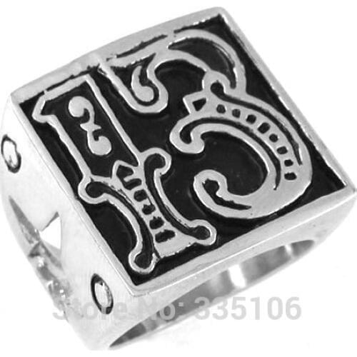 Wholesale Lucky 13 Ring Motor Biker Ring Stainless Steel Jewelry Punk Fanshion Star Biker Men Ring SWR0161A