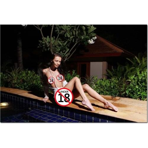 Beauty Supermodel By The Swimming Pool Wallpaper Sexy Girl Canvas Paintings Modern Posters Wall Art Print for Home Room Decor