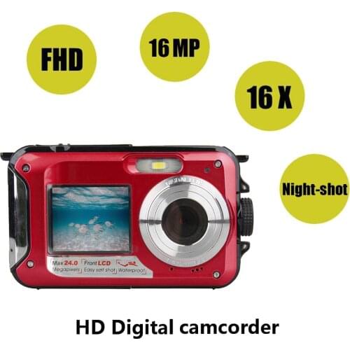 Red Digital Photo Camera Waterproof 16X HD Digital Camera DV 1080P Mini HD Video Recorder Camera Support 32GB TF Card