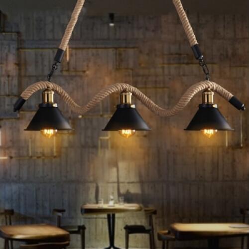American Loft Creative Vintage iron Rope Pendant Lights Industrial Edison Bulb light For bar Living Room decoration lamp