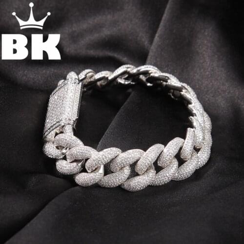 THE BLING KING 18mm 3D Cuban Miami Cuban Bracelet Micro Paved Cubic Zircon Cuban Bracelet Mens Women Hip Hop Jewelry