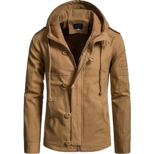 Europe/US size Newest Autumn Winter Cotton Jacket Men Fashion Hooded Khaki Jackets Casual Men Jackets Windproof Coats Male
