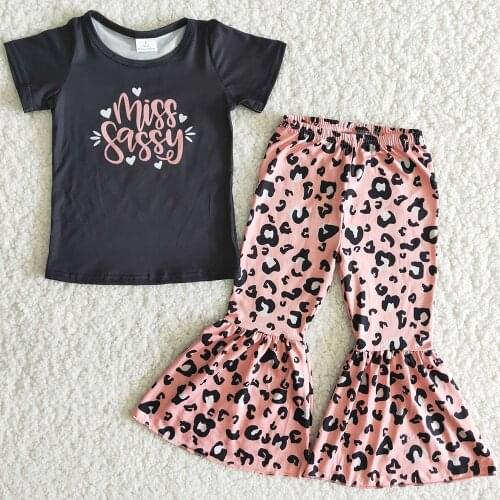 Hot Sale Kids Designer Clothes Girls Bell Bottom Outfits Fashion Girls Clothing Set Boutique Kids Outfits Wholesale Kids Clothes