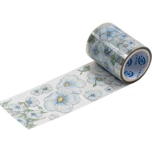 Masking Tape Making Landscape Blue Flax Pet Paper Lovely Flower Decorative Diy Sticker