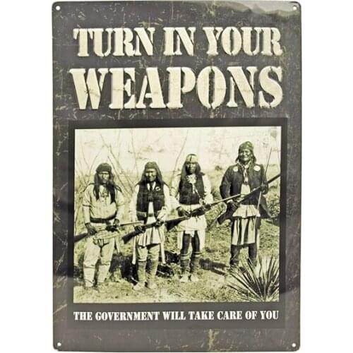Turn In Your Weapons Tin Sign Bar Wall Metal Tin Poster