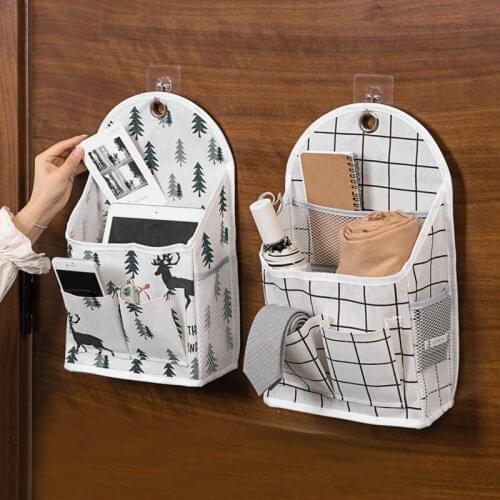 Fabric Multifunctional Waterproof Storage Hanging Bag Cute Printing Cotton And Linen Storage Bag Home Decoration Storage Bag