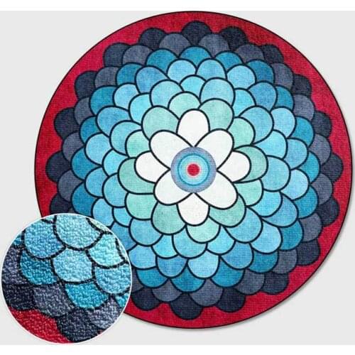 Geometric Printed Anti-slip Round Carpets for Living Room Bedroom Decor Area Rugs Home Indoor Bedside Bay Window Sofa Floor Mat