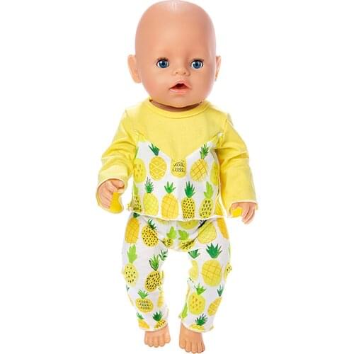 2021 New Pattern Yellow pineapple Suit Fit 18Inch American 43cm Baby Doll Clothes Accessories,Girls Toys,Generation