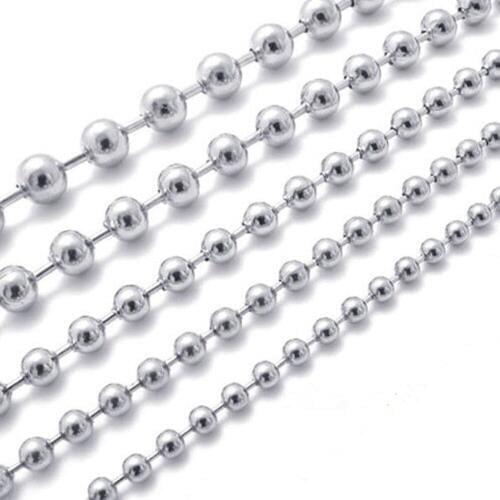 New Arrival Jewelry 1.5/2/2.4/3.2/4/5/6/8/10mm in bulk Top Stainless Steel Ball Chain Silver color Jewelry finding For men Wemen