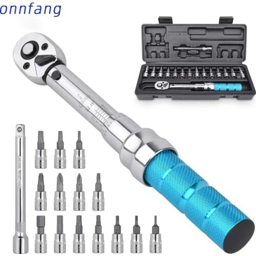 Onnfang 1/4" 2-14Nm Adjustable Torque Wrench Bicycle Repair Tools Kit Set Tool Bike Repair Spanner Hand Tool Set