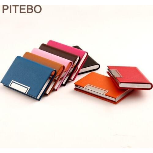 PITEBO Business people fashion monochrome leather business card box man and woman bag ID card bag portable card bag High-end