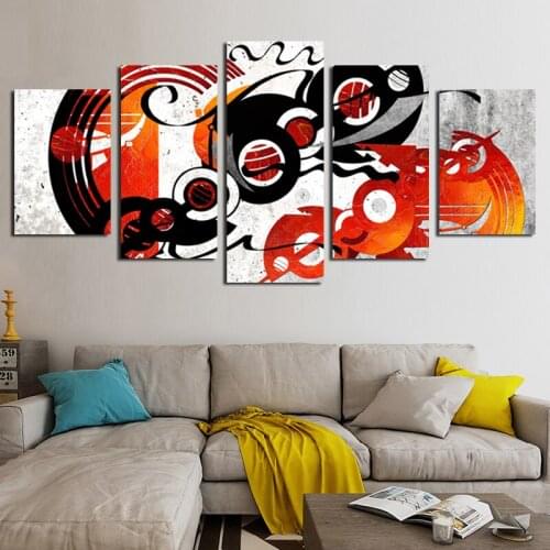 Symmetrical Graphics Mosaic Art Posters Modern Abstract Canvas Paintings and Prints Home Decor Murals Five Pieces Without Frames