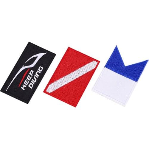 DIY Scuba Diving Flag Patch Diver Badge Patch Backpack Vest Bags Badge Replacement Iron-on Embroidered Scuba Diving Accessory