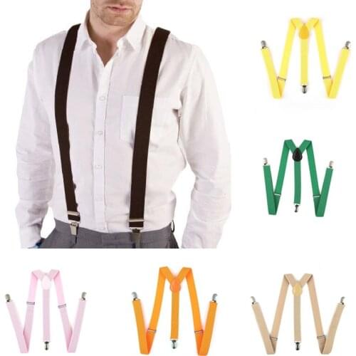 Solid Color Elastic Suspender Braces Fashion Men Women Adjustable Straps Suspender Pants for Wedding Suit Skirt Accessory Gifts