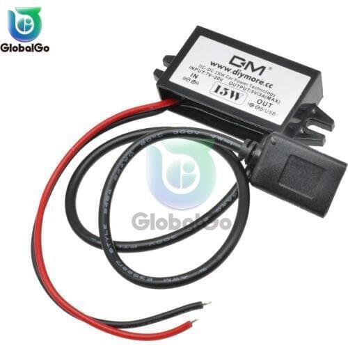 DC/DC Buck Converter Regulator 7-20V to 5V 3A 15W Car Monitor Power Supply Single Square USB Waterproof Power Converter Module