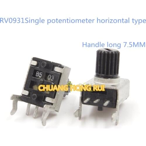 5 PCS RV09 RV0931 potentiometer horizontal long handle the volume potentiometer B103 10k 7.5 mm