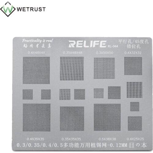 RELIFE RL-044 Multi-Function Universal BGA Reballing Stencil 0.3 0.35 0.4 0.5 Parallel 45 Degree Hole/Misaligned Hole