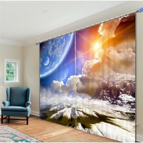 Customized Cosmic space Luxury 3D Blackout Window Curtain Drapes For Living room Bed room Hotel Wall Tapestry Cortinas