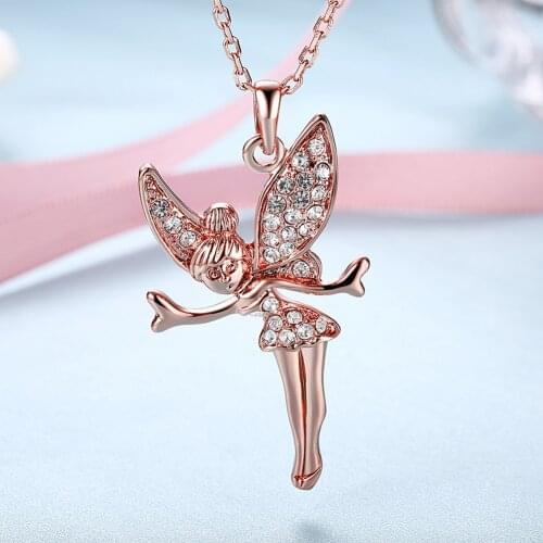 Special offer 18K gold Necklaces Angel Crystal Pendant 18 Inch fashion Women high quality Jewelrys party Wedding Christmas Gifts