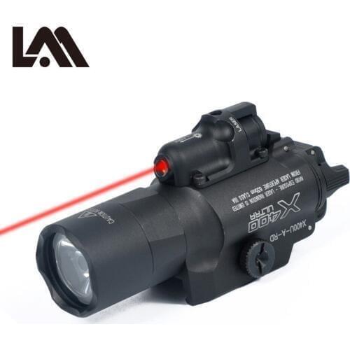Tactical SF X400 Ultra Night Evolution Pistol Light with Red Laser Weapon Flashlight Lanterna Fit 20mm Picatinny Weaver Rail