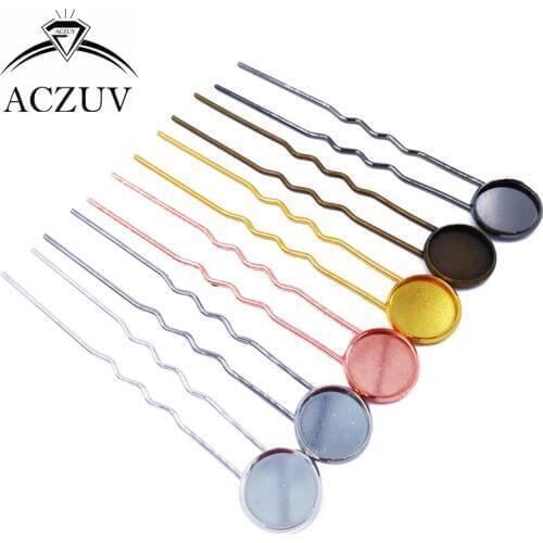 200piece 10mm 12mm 14mm 16mm 18mm 20mm Cabochon Setting Hair Pins U-shaped Hairpin Blank Base Hairpins Hair Accessories FJT006