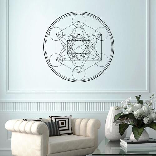 Uniqe Design Alchemy Geometric Metatron Cube Mandala circle line wall sticker Vinyl Wall Sticker Waterproof OV495