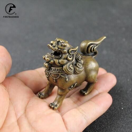Vintage copper Design Tibetan Style Mini Bronze kirin Incense Burner Censer Metal Craft Home Decor Living Yoga Room Kung fu room