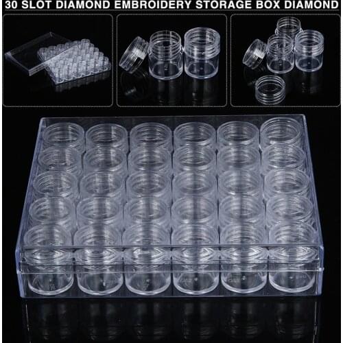 New 30 Slot Diamond Embroidery Storage Box Painting Accessory Box Case Clear Beads Jewelry Organizer Containers Home Storage