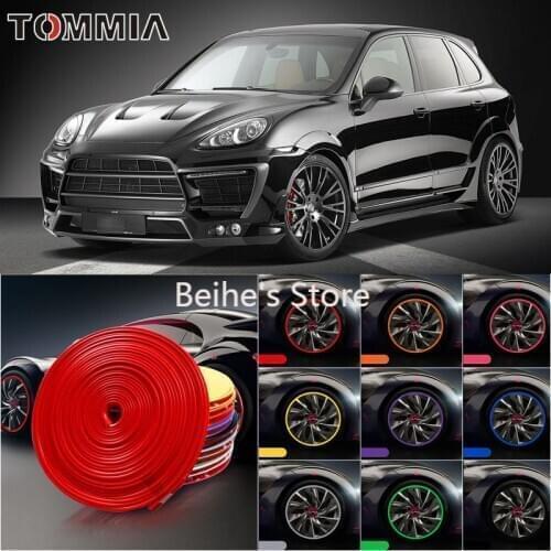8M Car Wheel Hub Rim Edge Protector Ring Tire Strip Guard Rubber Decals For Porsche Cayenne