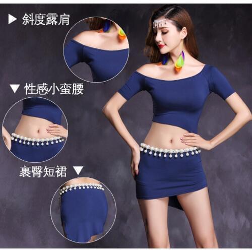 Good Quality belly dance costume set bellydance pratice clothing 4 colors Top&skirt M, L, XL