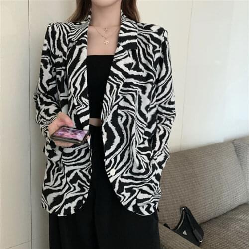 Chic Print Chiffon Thin Blazer And Jacket Women Summer Streetwear Fashion Zebra Pattern Coats Casual Design Sun-Proof Outerwear