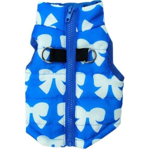 Winter Dog Clothes Warm Padded Bowknot Jacket Coat Sleeveless Vest Winproof Harness Clothing Small Dog Clothes