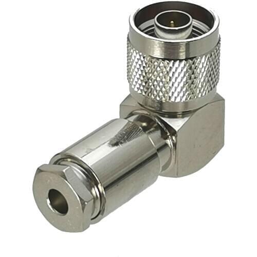 1pcs N Male Plug Connector Clamp RG58 RG142 LMR195 RG400 Cable RF Coaxial Brass New Right Angle