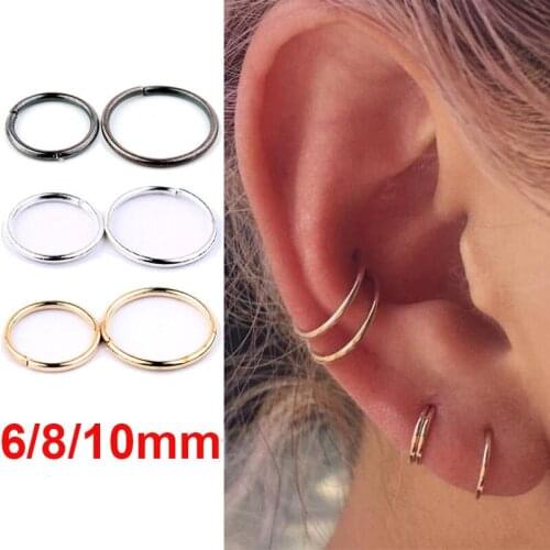 1PC Simple Circle Small Hoop Earrings Nose Rings Hoop Vintage Punk Personality Lip Ring Ear Nose Piercing Jewelry Accessories