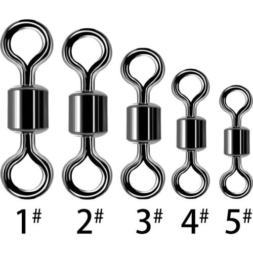 100PCS Fishing Swivels Ball Bearing Rolling Swivel Solid Ring Fishing Carabiners Hook Connector Snap Pin