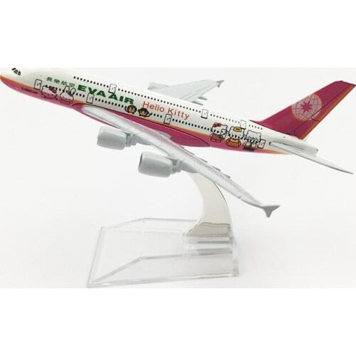 16cm Alloy Aircraft Model Taiwan EVA Airlines Color Machine Equipment Airbus 380 Diecast Aircraft Toys Airplane Airliner Kid Gif
