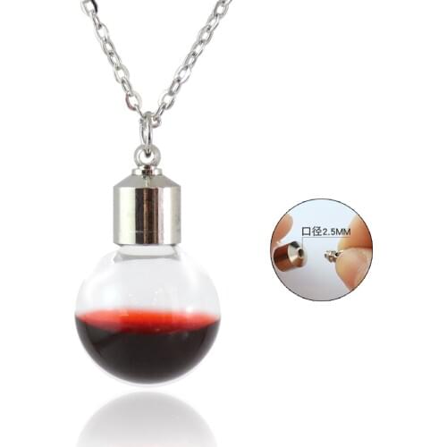 2PCS Round Bulb Vials Pendant With Screw Cap Perfume Bottle Necklace Wishing Necklace Fashion Jewelry