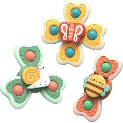 3PCS Suction Cup Spinning Top Toy Baby Bath Toys Fidget Spinner Toys Educational Fingertip Toys For Kids