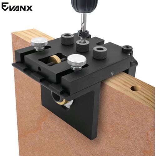 Doweling Jig 6/8/10/15mm Pocket Hole Jig 3 In 1 Woodworking Drill Guide Hole Saw Aluminium Alloy