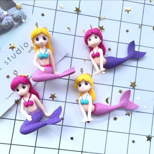 4pcs 60*45mm pvc little mermaidcharms necklace pendant keychain charms for Christmas DIY decoration