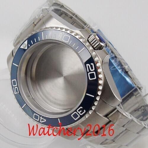 40MM Accessories Parts Sapphire Glass Blue Ceramic Bezel Strap Watch Case Fit NH35 NH36 Movement