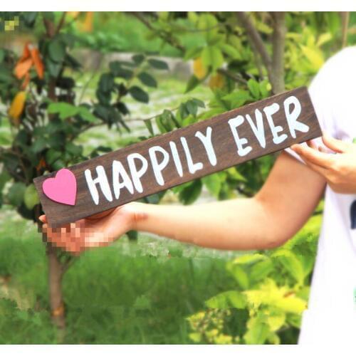 "Happily Ever " Wood Wedding Sign Wedding Chair Sign for Photo Props Bridal Shower Supplies