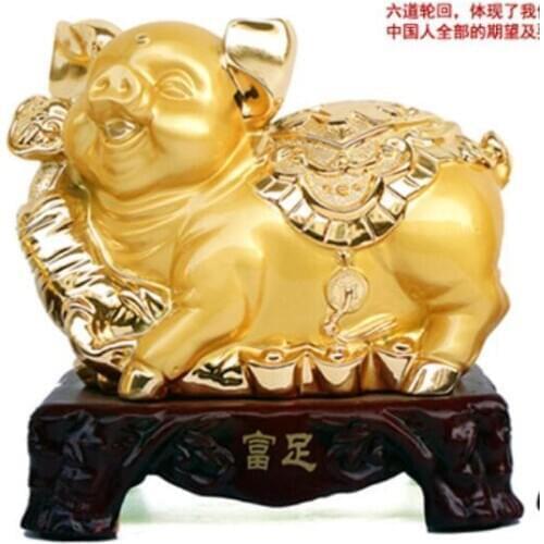 Move golden pig ingot Gold Pig Arrangements Bright Fortune making crafts home decoration Imitation Copper Resin Art Craft