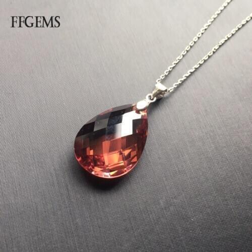 FFGems Pear18*25mm Zultanite 100% Silver 925 pendant with chain Color Change stone Fine Jewelry For Women girl Party Gift Box